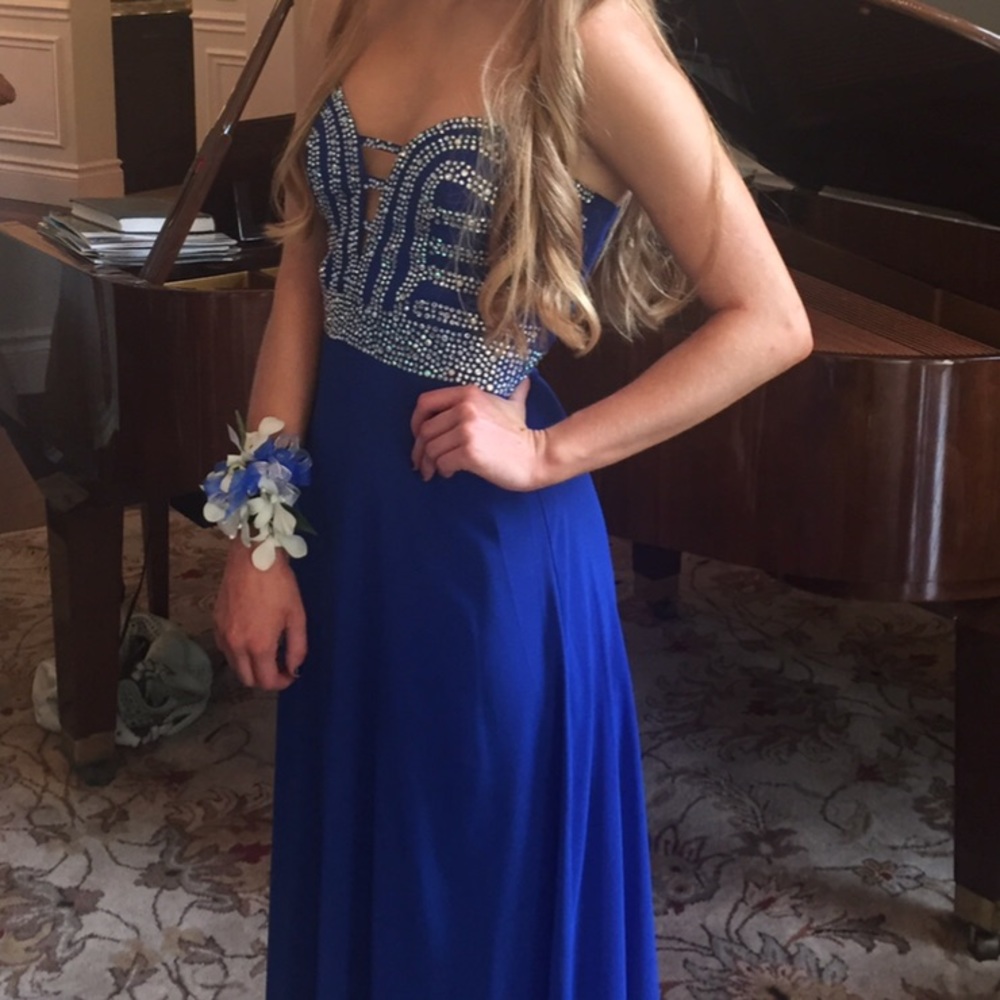 Royal Blue Sparkly Strapless Dress Size 1